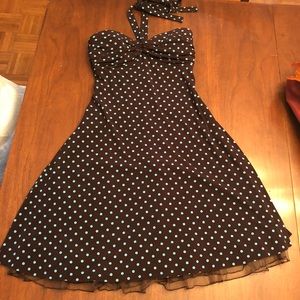 Brown & blue polka dot dress